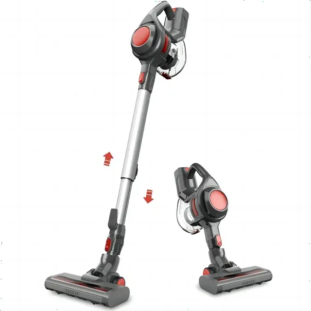 MOOSOO Cordless Stick Vacuum 20kPa for Carpet, Hard Floors and Pet Hair X6 new version,RED MOOSOO