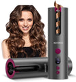 MOOSOO YB100 Cordless Automatic Hair Curler - 5200mAh Rechargeable Battery, LCD Display, 5 Temperature & Timer Settings - Gray MOOSOO®